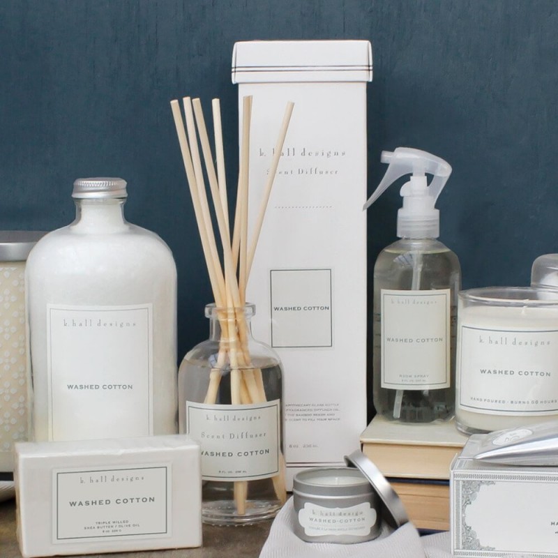 K. Hall Designs Washed Cotton Scented Reed Diffuser