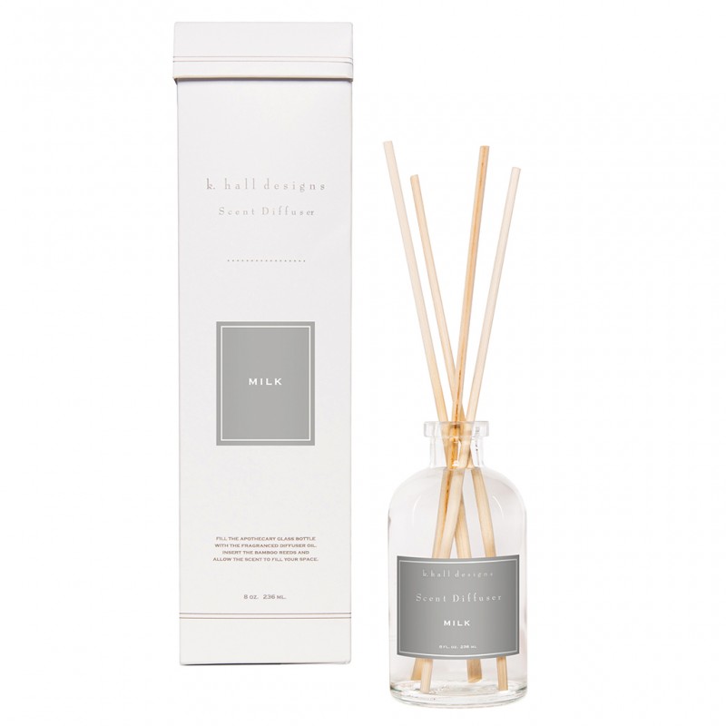 K. Hall Designs Milk 8oz Scented Reed Diffuser