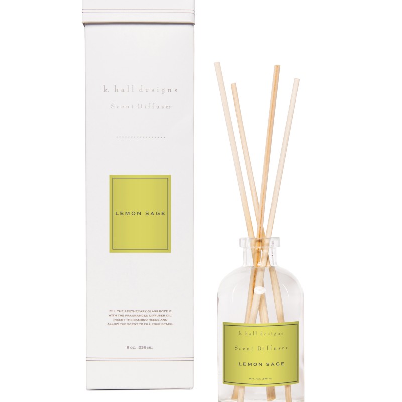 K. Hall Designs Lemon Sage 8oz Scented Reed Diffuser