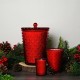 Simpatico Cranberry Poinsettia #65 Hobnail Glass Candle 