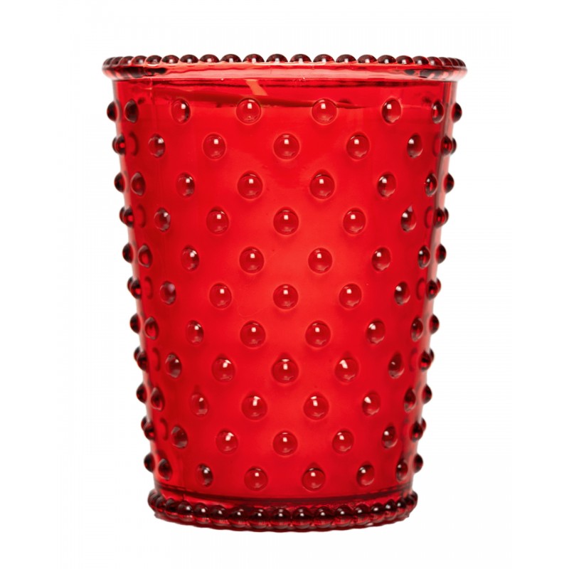 Simpatico Cranberry Poinsettia #65 Hobnail Glass Candle 