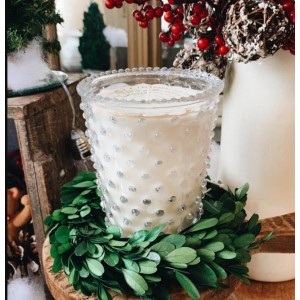 Simpatico Candy Cane White #77 Hobnail Glass Candle