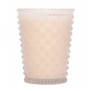 Simpatico White Flower #42 Hobnail Glass Candle 
