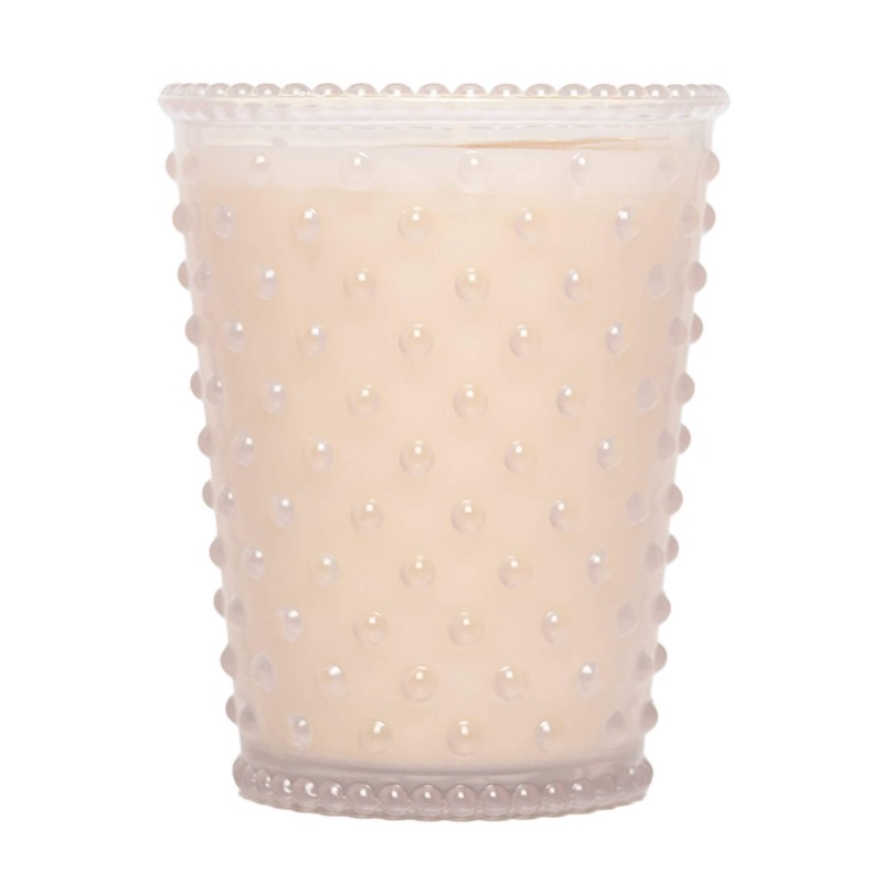 Simpatico White Flower #42 Hobnail Glass Candle 