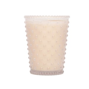 Simpatico White Flower #42 Hobnail Glass Candle 