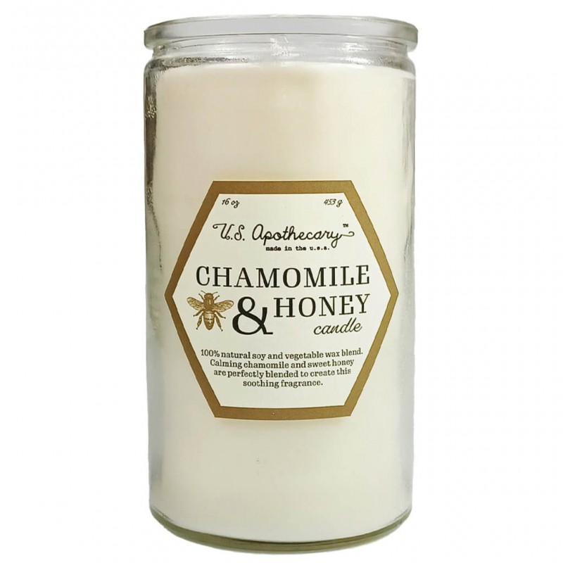 U.S. Apothecary Chamomile & Honey Natural Wax Candle 16oz 