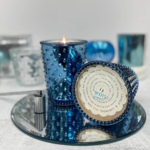 Simpatico Winter Frost Chrome #66 Hobnail Glass Candle 