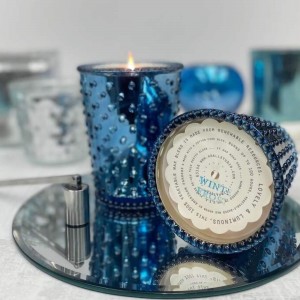 Simpatico Winter Frost Chrome #66 Hobnail Glass Candle 