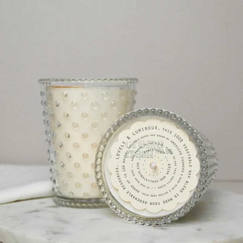 Simpatico Crème Fresh #96 Hobnail Glass Candle Simpatico Crème Fresh #96 Hobnail Glass Candle