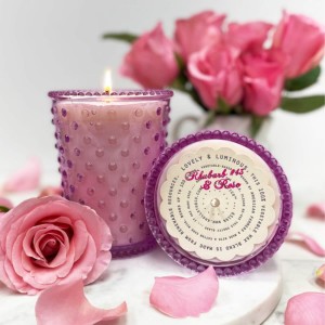 Simpatico Rhubarb & Rose #43 Hobnail Glass Candle 