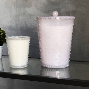 Simpatico Grande White Flower 50oz Hobnail Glass Candle 