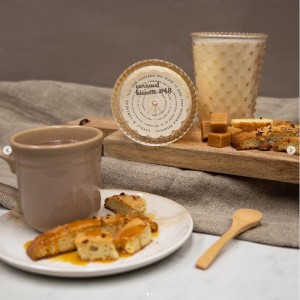 Simpatico Caramel Biscotti #48 Hobnail Glass Candle 