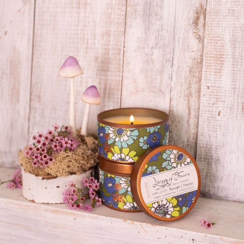 Library of Flowers Green & Blue Floral Candle 