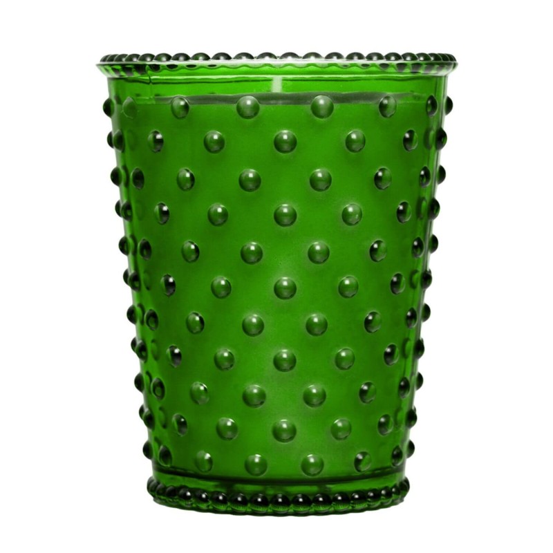 Simpatico Green Leaf Shiso Hobnail Glass Candle  