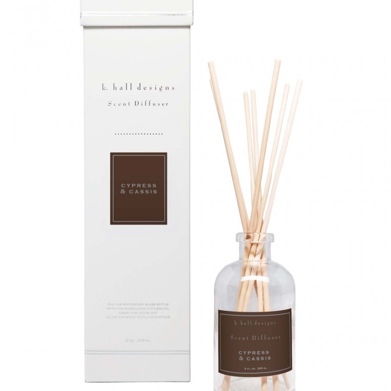 K. Hall Designs Cypress & Cassis 8oz Scented Reed Diffuser