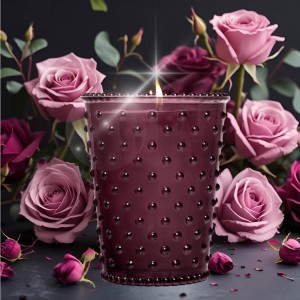 Simpatico Obsidian Rose #86 Hobnail Glass Candle 