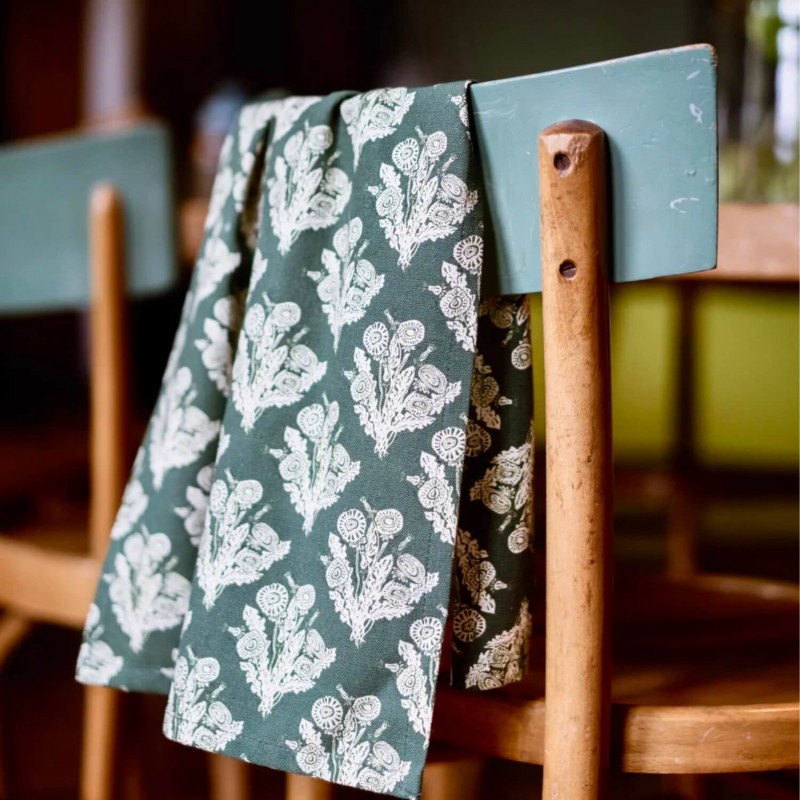 LRS Tea Towel - Wild Dandelion Wood Block 