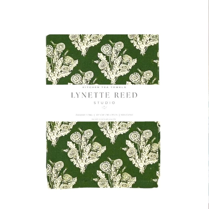 LRS Tea Towel - Wild Dandelion Wood Block 