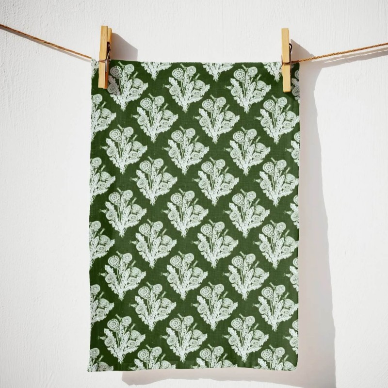 LRS Tea Towel - Wild Dandelion Wood Block 