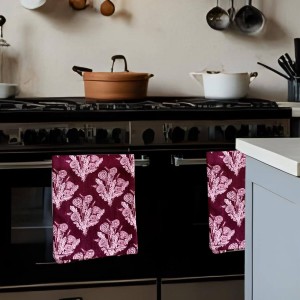 LRS Tea Towel - Wild Dandelion Burgandy