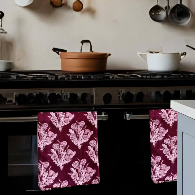 LRS Tea Towel - Wild Dandelion Burgandy