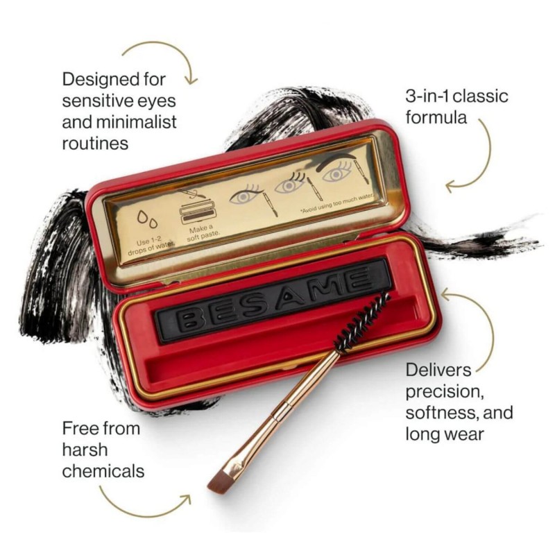 Bésame 1930 Cake Mascara, Eyeliner & Brow Definer