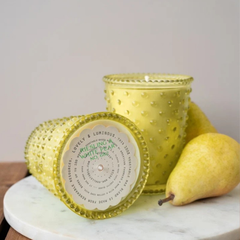 Simpatico Reisling & White Pear #682 Hobnail Glass Candle 