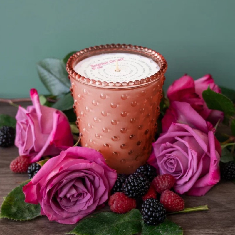 Simpatico Bulgarian Orchid #289 Hobnail Glass Candle 