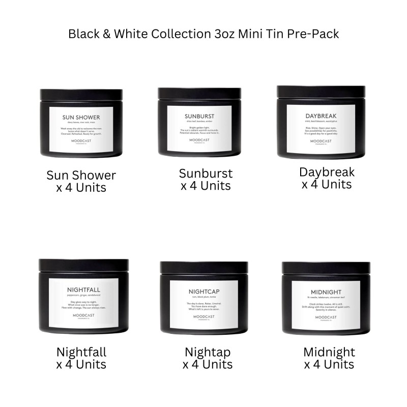 Moodcast Night & Day 3 oz Mini Tin Candle Starter Pre-Pack Moodcast Night & Day 3 oz Mini Tin Candle Starter Pre-Pack